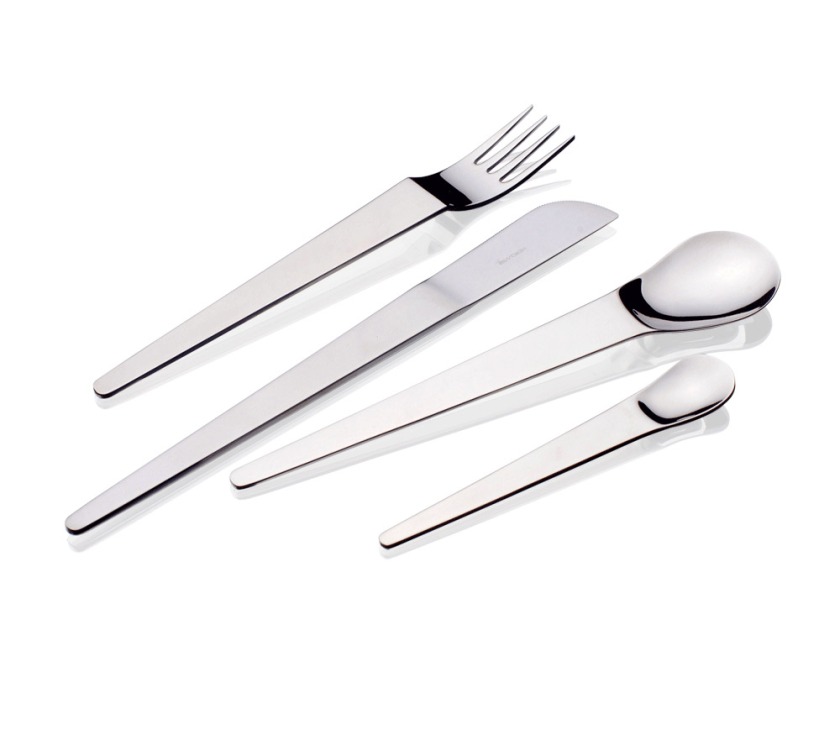 Herdmar Inga in polished steel. Modern Cutlery made in Portugal.